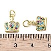 Rack Plating Crown Brass Micro Pave Cubic Zirconia Charms KK-E102-01G-3