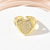 Brass Micro Pave Cubic Zirconia Cuff Open Rings for Women CU-CBA760A-13C-G-3
