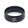 Ohm/Aum Yoga Theme Stainless Steel Plain Band Ring for Men Women CHAK-PW0001-003C-02-1