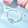 2Pcs Heart Alloy Charm Bracelets BJEW-JB11503-4