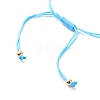 Natural Agate & Brass Clover Beaded Cord Bracelet BJEW-JB08366-04-5