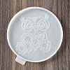 Flat Round with Owl & Flower DIY Cup Mat Silicone Molds LS-SIL-F007-06C-2