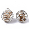 Iron Wrap-around Spiral Bead Cage Pendants IFIN-R239-07P-3