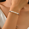 Bohemian Natural Cultured Pearl Rice Braided Bead Bracelets with 201 Stainless Steel Beads NX1549-2-2