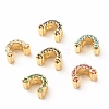 Rack Plating Brass Cubic Zirconia Connector Charms KK-B051-07G-1