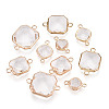 Brass with Glass Links/Connector Charms GLAA-T027-14-1