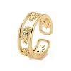 Clear Cubic Zirconia Eye Open Cuff Rings RJEW-P083-02G-1