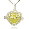 Silver Color Plated Brass Hollow Heart Cage Pendants KK-J243-04S-1