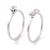 Bowknot 304 Stainless Steel Finger Ring Set for Women RJEW-C086-29-P-1