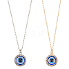 ANATTASOUL 2Pcs 2 Colors Blue Plastic Evil Eye with Crystal Rhinestone Pendant Necklaces Set NJEW-AN0001-25-1