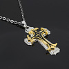 Punk Style Alloy Black Enamel Cross Pendant Necklaces PW24041034465-1