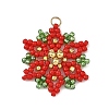 Christmas Brass & Glass Seed Beaded Pendants PALLOY-MZ01432-1