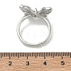 Adjustable Brass Butterfly Finger Rings with Light Blue Cubic Zirconia CU-CBA7E55-18P-02-5