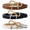 3Pcs 3 Colors Alloy Bowknot PU Leather Chain Belts for Women AJEW-CL0001-14B-1