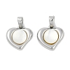 Brass Pave Natural White Shell Heart Charms KK-U043-27P-1