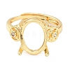 Rack Plating Oval Brass Micro Pave Cubic Zirconia Adjustable Ring Components KK-Q819-04G-2