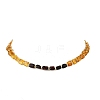 Duo Tone Natural Amber Nuggets Beaded Necklaces with OT Clasps for Women NJEW-JN06647-3