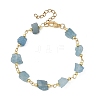 Raw Rough Natural Aquamarine Beaded Link Chain Bracelets for Women BJEW-JB13970-3