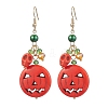 Pumpkin Synthetic Turquoise Dangle Earrings EJEW-TA00517-1