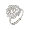 Flower Brass Micro Pave Cubic Zirconia Adjustable Ring Settings KK-K297-03P-1