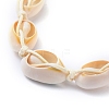 Adjustable Printed Cowrie Shell Braided Beaded Necklaces NJEW-JN02790-01-4