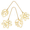 Brass Flower & Leaf Charms Bookmarks AJEW-TAC00029-2