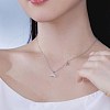 Rhodium Plated Summer Beach 925 Sterling Silver Micro Pave Clear Cubic Zirconia Cable Chain Whale Tail & Starfish Pendant Necklaces NJEW-Q342-02P-2