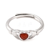 Hand with Heart Natural Carnelian Agate Adjustable Rings RJEW-Q817-06P-02-2