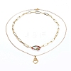 Pendant & Paperclip Chain Necklaces Set NJEW-JN02752-1