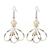 Flower Glass Seed Beaded Dangle Earrings for Women EJEW-MZ00203-02-1