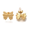 304 Stainless Steel Bowknot Stud Earrings EJEW-Z077-01G-2