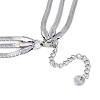 Non-Tarnish 304 Stainless Steel Flat Snake Chain 3 Layer Necklaces NJEW-H038-02P-2