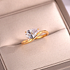 Brass Pave Single Cubic Zirconia Finger Rings for Women LS-ZK8046-5-2