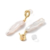 Strip Shape Natural Pearl Stud Earrings for Women EJEW-E303-37G-2