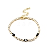 Enamel Horse Eye Link Bracelet with Clear Cubic Zirconia Tennis Chains BJEW-G650-02G-2