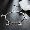 European and American Fashion Brass Two Layered Butterfly Charm Anklets For Ladies Summer Holiday AJEW-BB14785-S-6