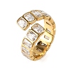 304 Stainless Steel Pave Cubic Zirconia Cuff Open Rings for Women SA-CBAABBA-05G-3