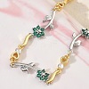 Brass Micro Pave Cubic Zirconia Link Chain Bracelets for Women BJEW-C156-04B-04GP-3