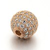 CZ Brass Micro Pave Cubic Zirconia Round Beads ZIRC-L017-01RG-2