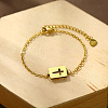 304 Stainless Steel Rectangle with Hollow Cross Link Bracelets WGD536A-02-1