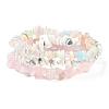 3Pcs 3 Styles Chips Natural Rose Quartz & Morganite & Howlite Beaded Stretch Bracelets Sets BJEW-FS0001-01-1