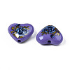 Flower Printed Opaque Acrylic Heart Beads SACR-S305-28-M01-3