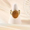 Natural Mixed Gemstone with 304 Stainless Steel Open Cuff Rings Set for Women RJEW-JR01115-2