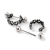 Braided 316 Surgical Stainless Steel Shield Barbell Hoop Earrings EJEW-Z050-50AS-2