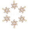 6 Pieces Flower Clear Cubic Zirconia Charm Pendant Brass Flower Charm Long-Lasting Plated Pendant for Jewelry Necklace Earring Making Crafts JX399A-1