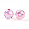 UV Plating Transparent Rainbow Iridescent Acrylic Beads TACR-D010-07E-2