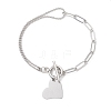 Heart 304 Stainless Steel Charm Bracelets BJEW-JB13110-1