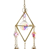 Glass Teardrop & Iron Rhombus Suncatchers HJEW-G028-01B-2