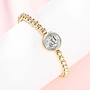 Brass Round Beads Stretch Bracelets for Women BJEW-H640-03A-GP-2
