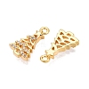 Christmas Theme Brass Micro Pave Clear Cubic Zirconia Pendants X1-KK-T073-19G-2